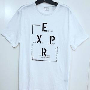 NEW* Express Men White Graphic Crew Neck Tshirt